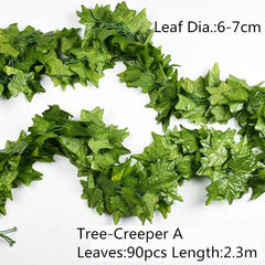 10 Style 1pc Artificial Decoration Vivid Vine Rattan Leaf Vagina Grass Plants Grape Leaves For Home Garden Party Decor B1015