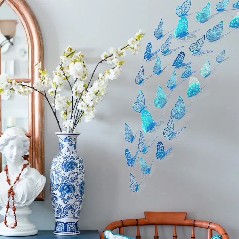 3D Purple Blue Butterflies Wall Stickers