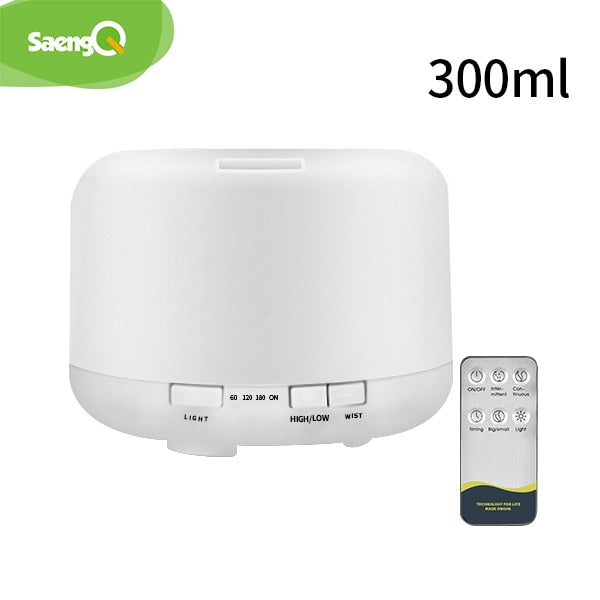 saengQ Electric Aroma Diffuser Air Humidifier 300ML 500ML 1000ML Ultrasonic Cool Mist Maker Fogger LED Essential Oil Diffuser