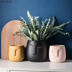 Ceramic Abstract Sleeping Face Planter